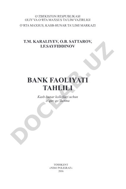 Bank faoliyati tahlili