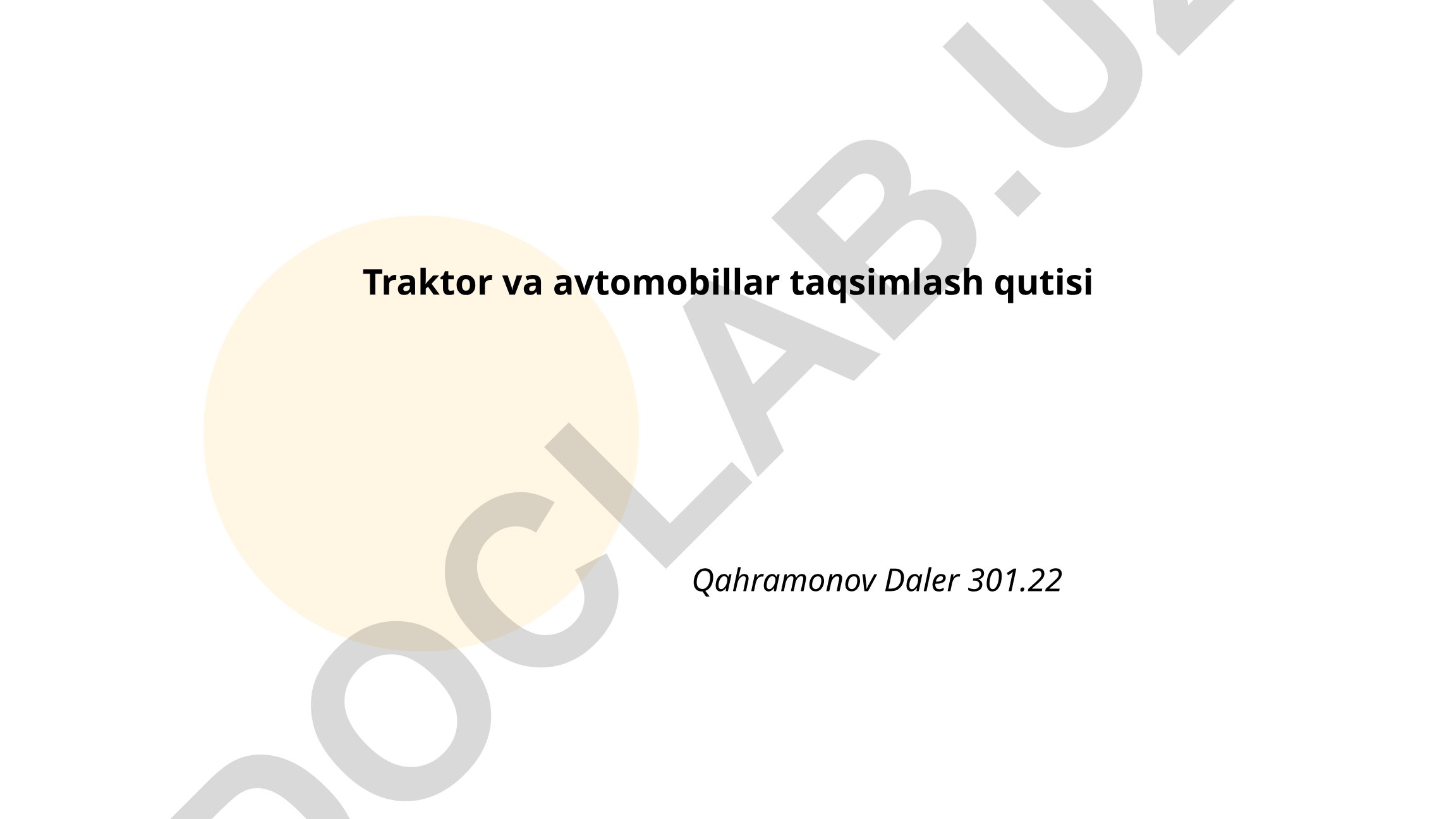 Traktor va avtomobillar taqsimlash qutisi