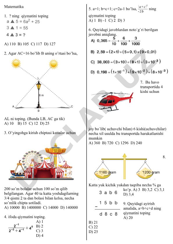 Matematika masalalari to'plami