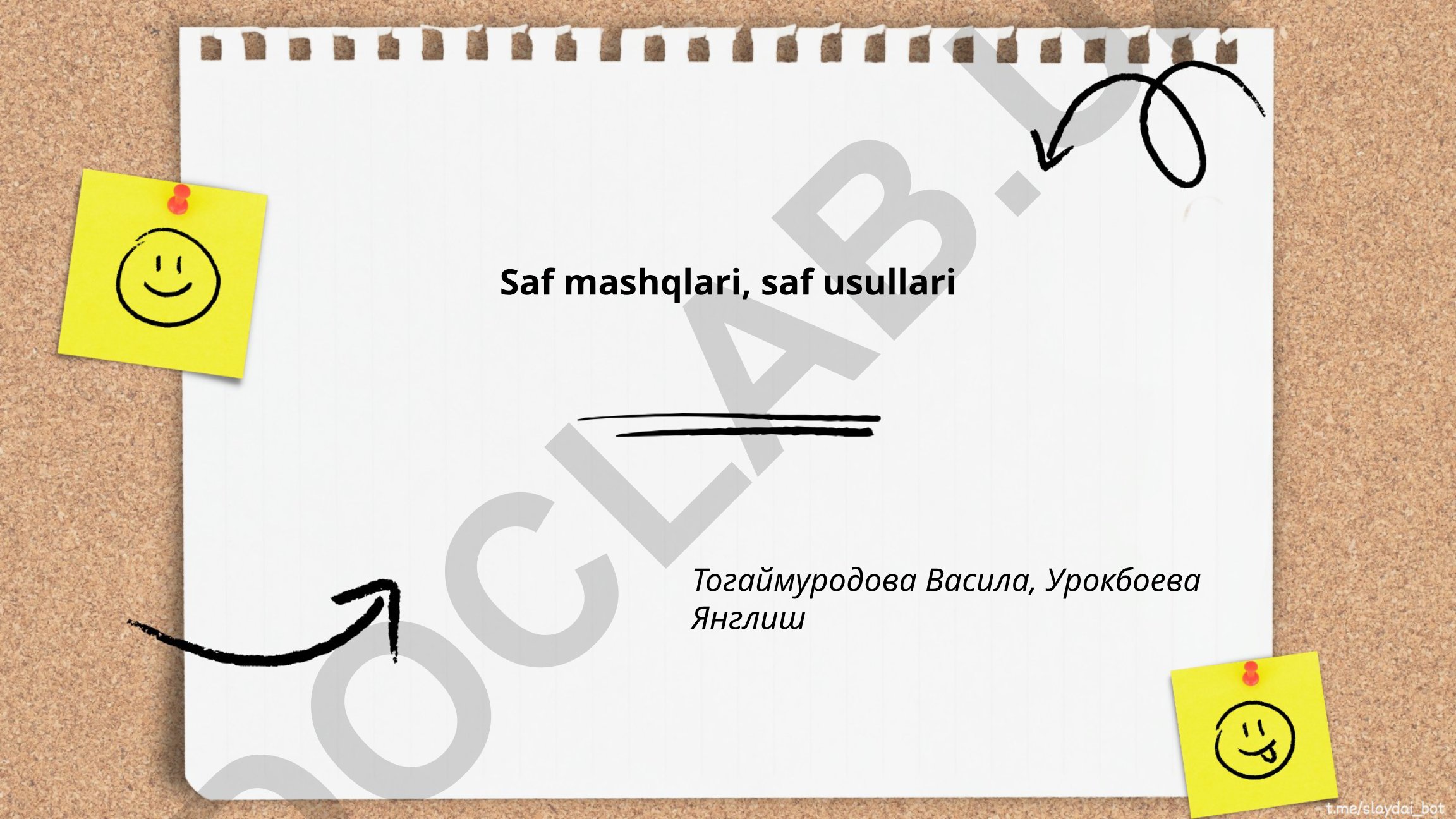 Saf mashqlari va saf usullari
