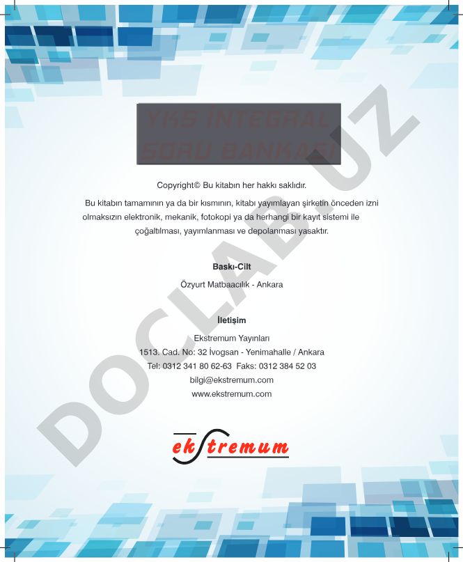 İntegral konusu YKS soru bankası