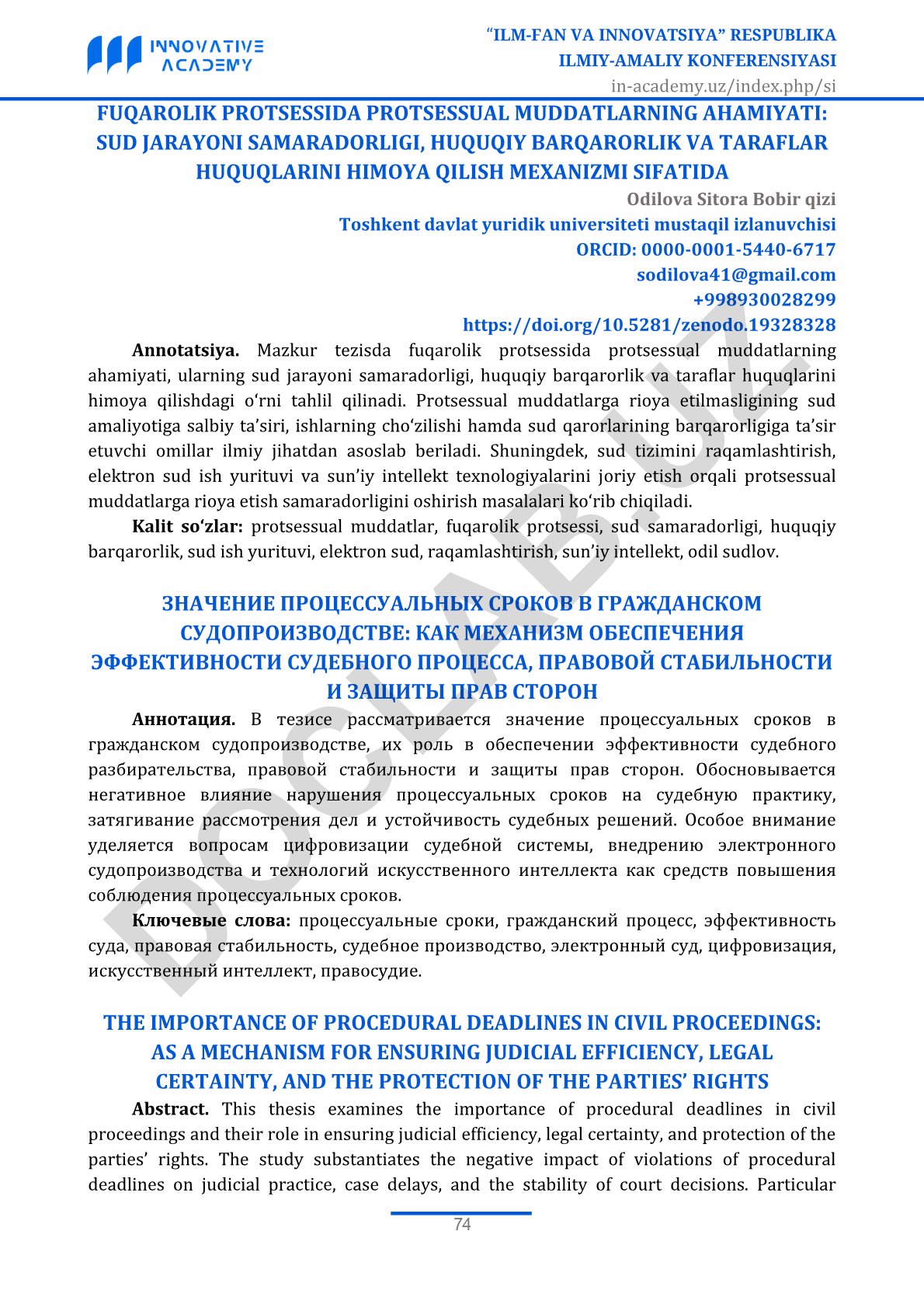 Fuqarolik protsessida protsessual muddatlarning ahamiyati