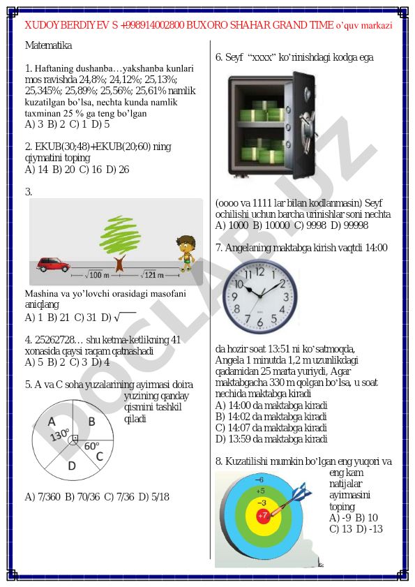 Matematika masalalari to'plami
