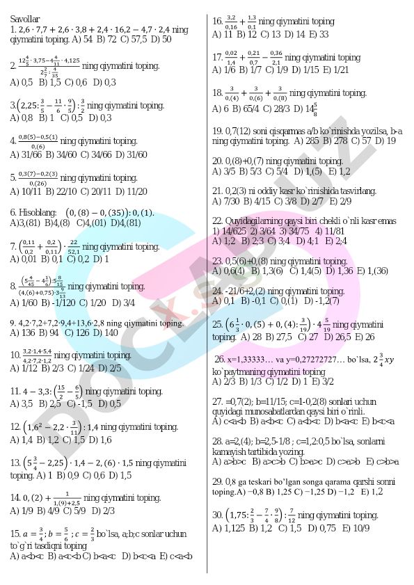 Matematik masalalar to'plami