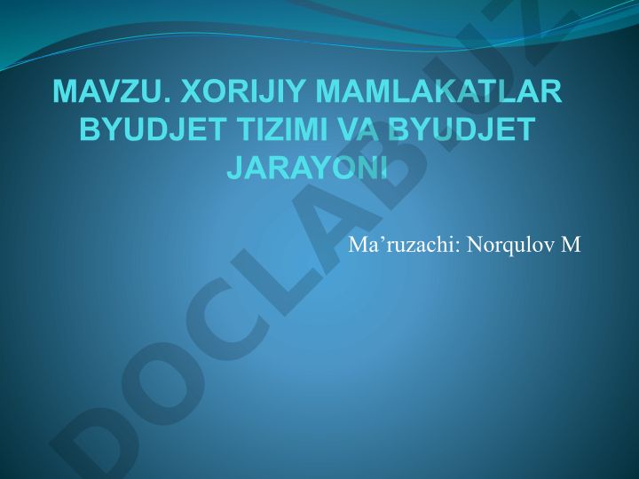 Xorijiy mamlakatlarda byudjet tizimi va byudjet jarayoni