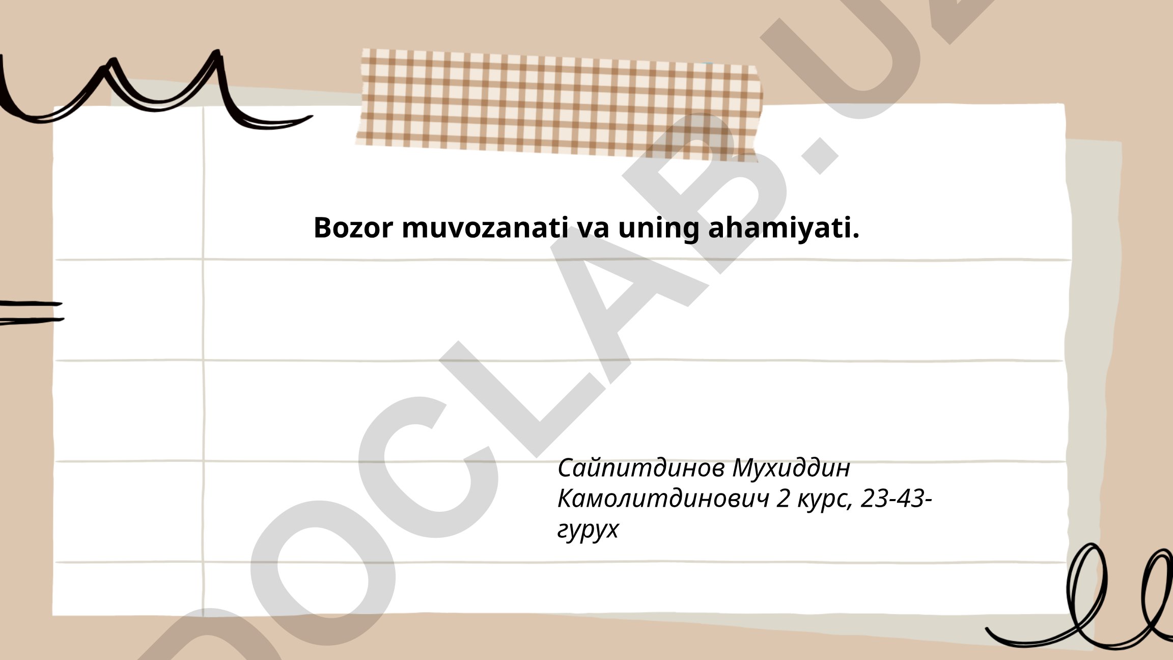 Bozor muvozanati va uning ahamiyati