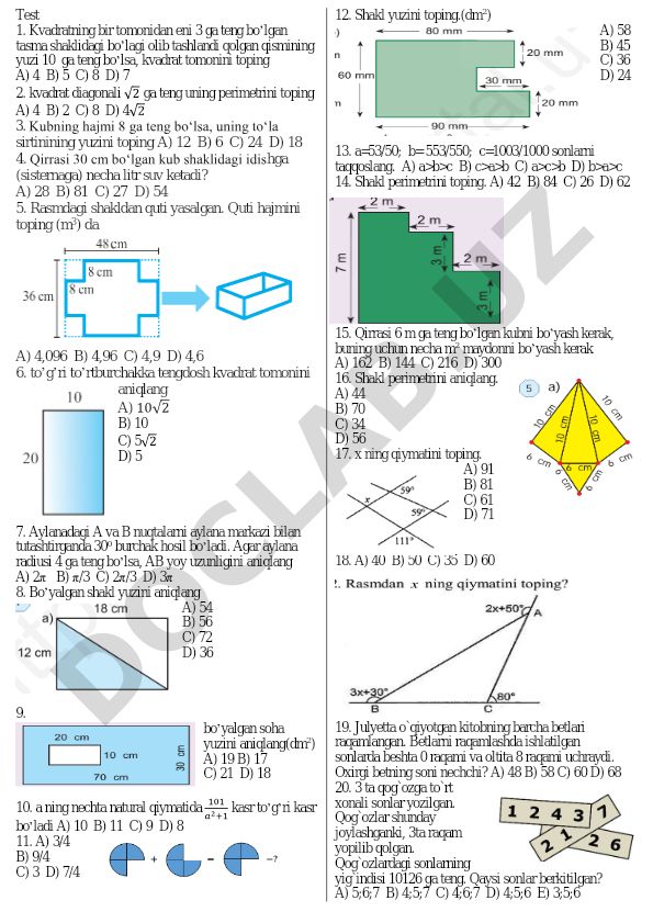 Geometriya va algebra masalalari to'plami