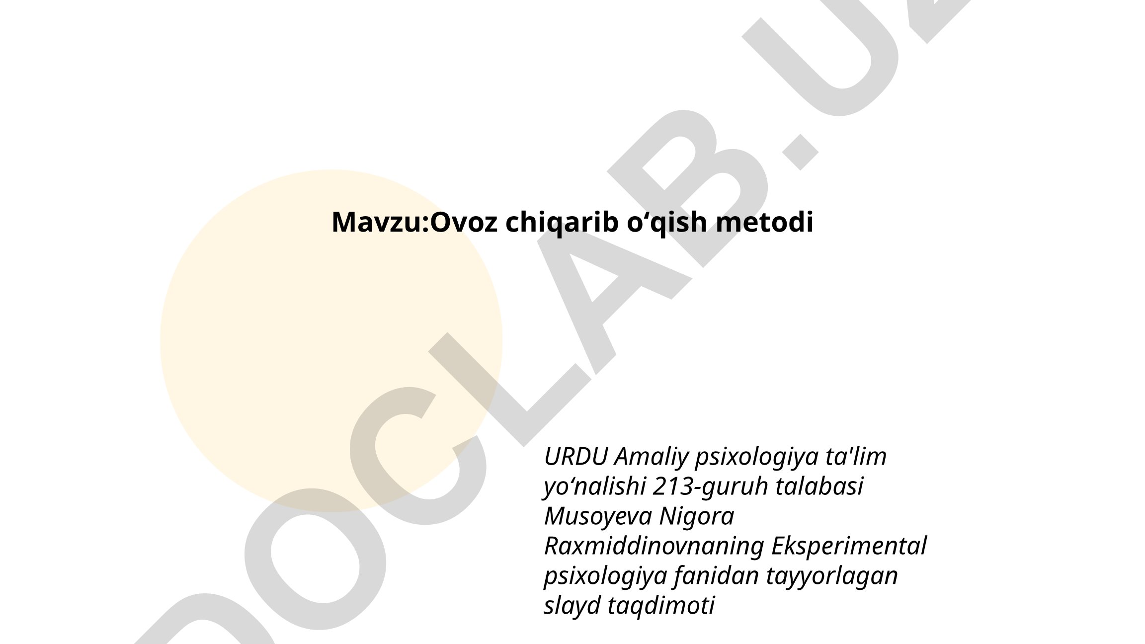Ovoz chiqarib oʻqish metodi URDU