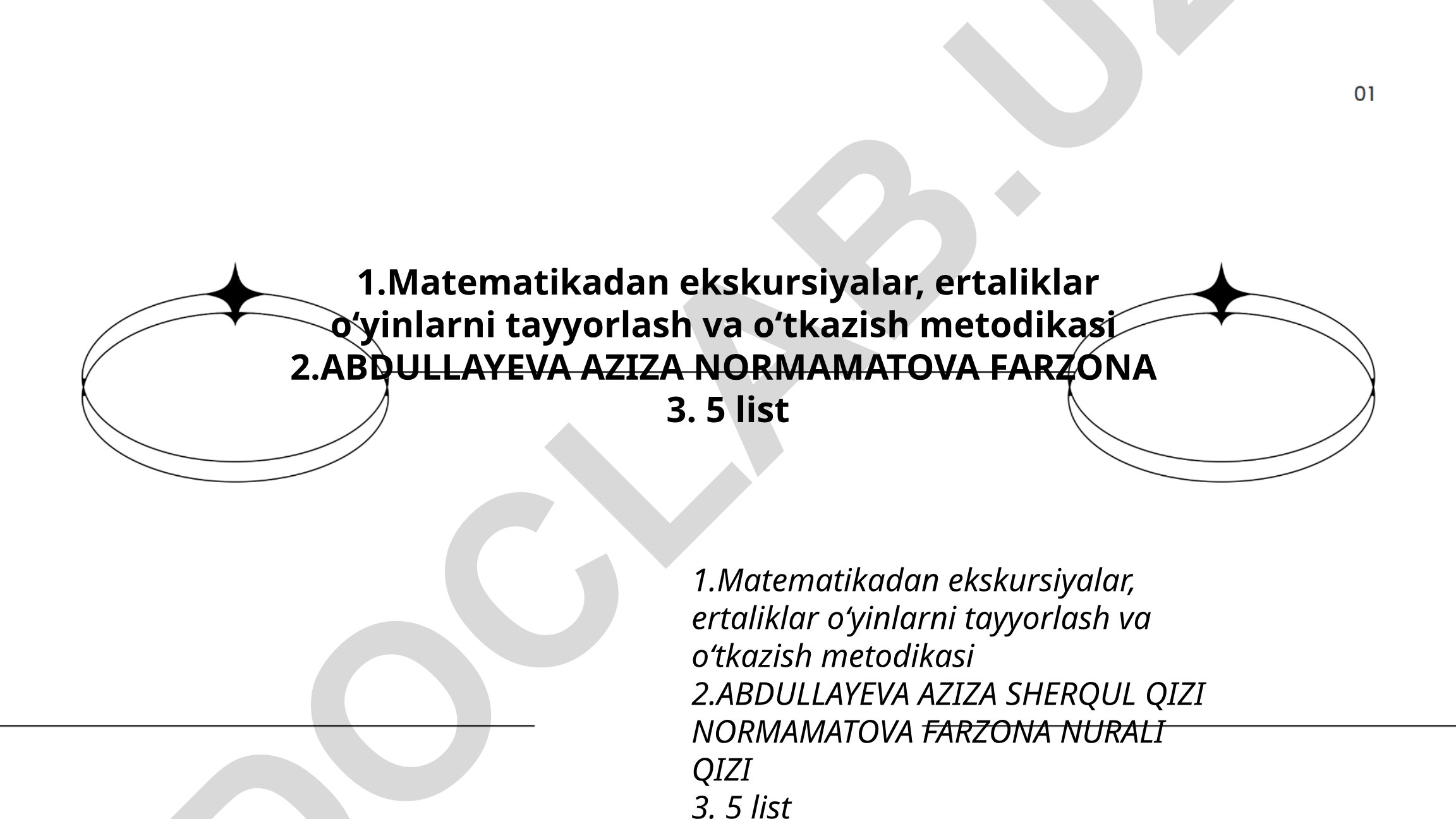 Matematikadan ekskursiyalar, ertaliklar oʻyinlarni tayyorlash va oʻtkazish metodikasi