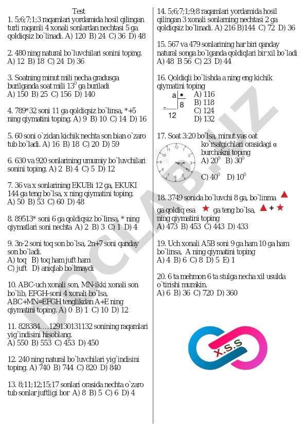 Matematika masalalari to'plami