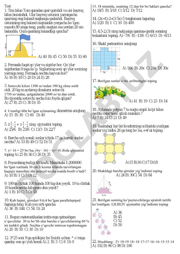 Matematika va mantiqiy masalalar to'plami