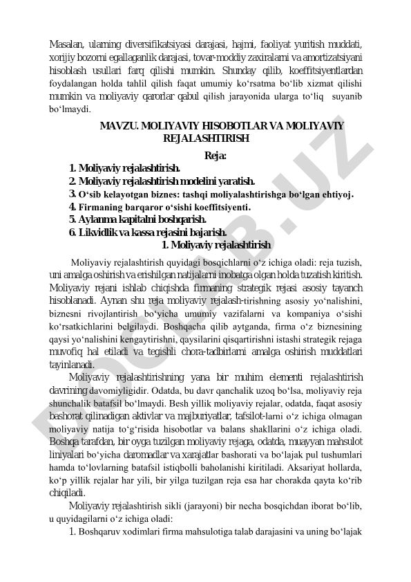 Moliyaviy hisobotlar va moliyaviy rejalashtirish