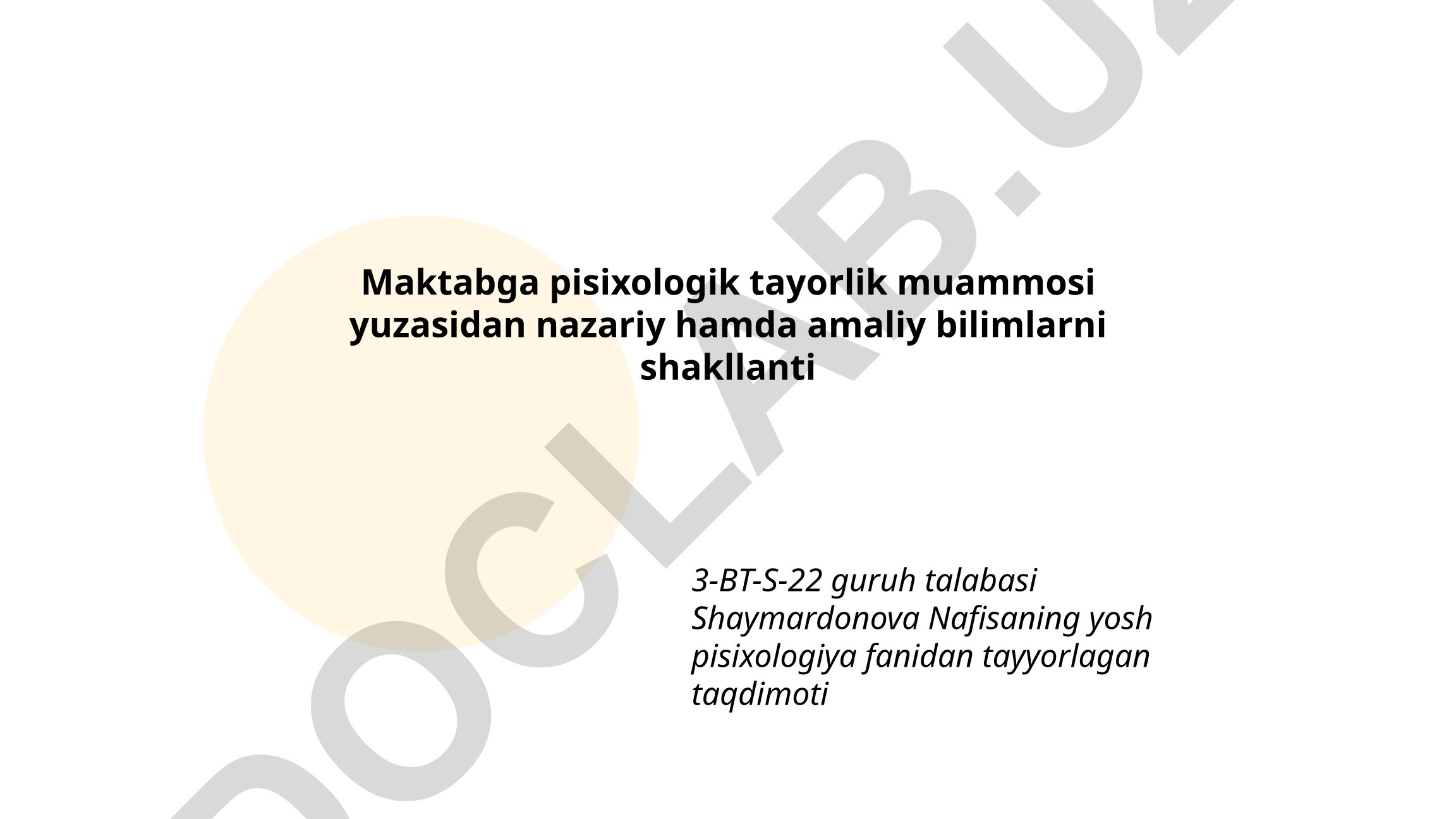 Maktabga psixologik tayyorgarlik kontseptsiyasi va bolalarning o'quv motivatsiyasi