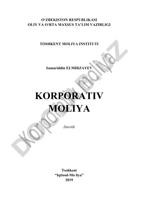 Korporativ moliya darsligi