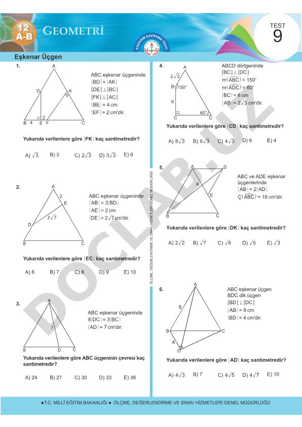 Eşkenar Üçgen Geometri Testi
