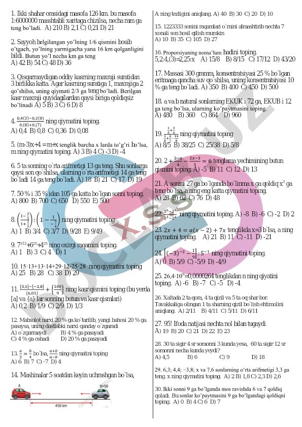 Matematika masalalari to'plami
