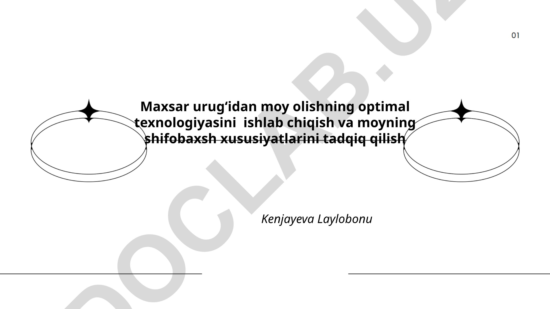 Maxsar urug‘idan moy olishning optimal texnologiyasi va shifobaxsh xususiyatlari