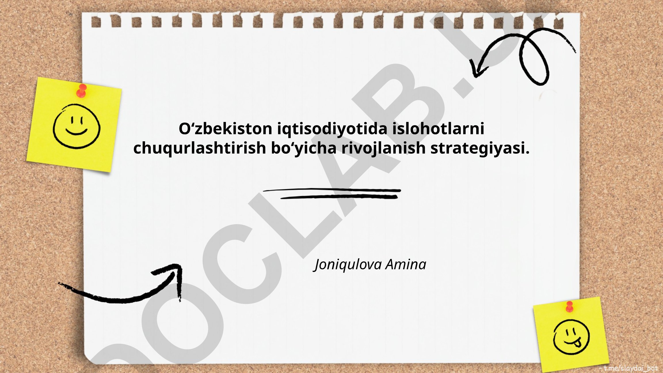 Oʻzbekiston iqtisodiyotida islohotlarni chuqurlashtirish boʻyicha rivojlanish strategiyasi