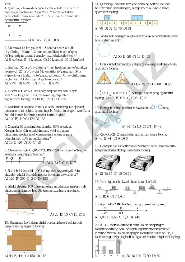 Matematika va mantiq masalalari to'plami