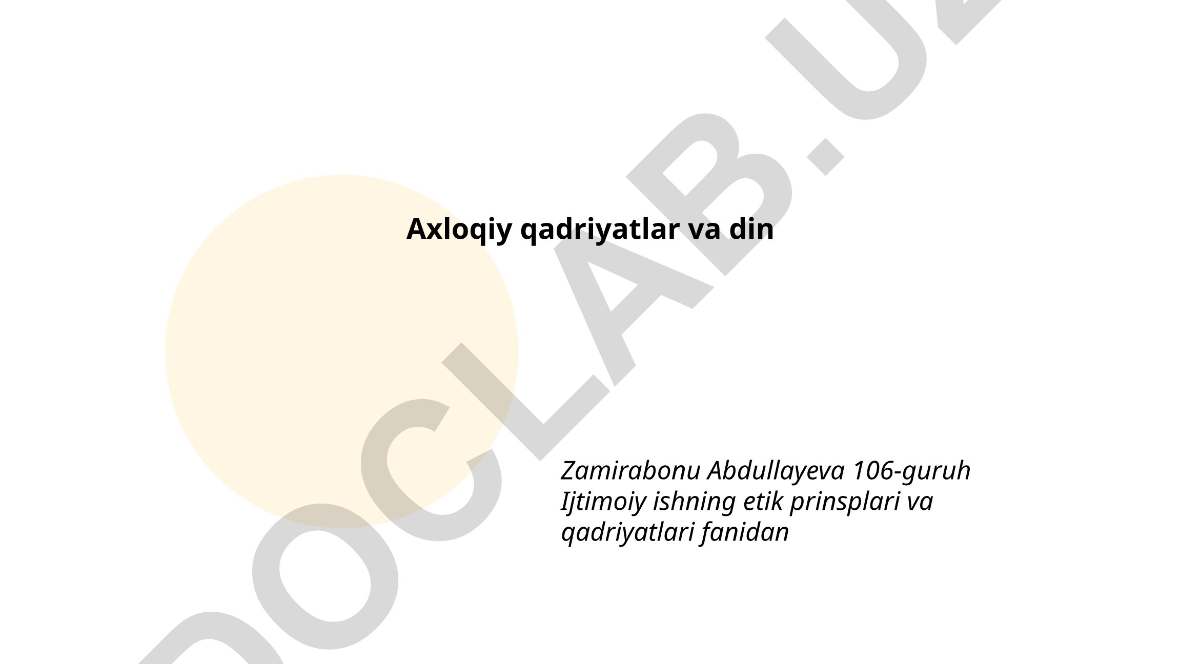 Axloqiy qadriyatlar va din