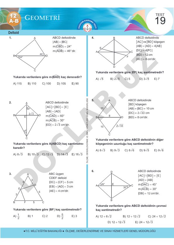 Deltoid geometriya testlari