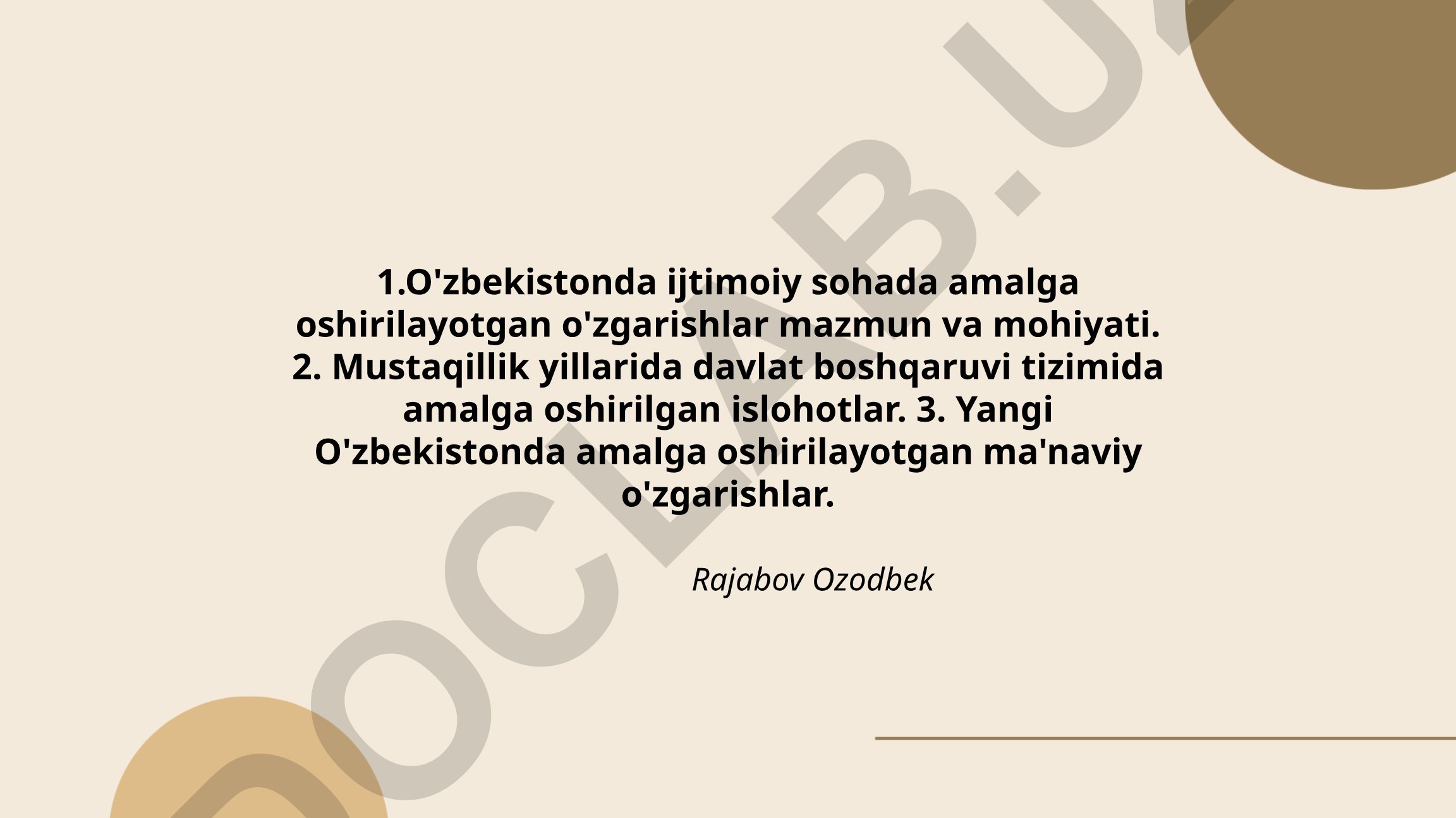 O'zbekistonda ijtimoiy sohada amalga oshirilayotgan o'zgarishlar