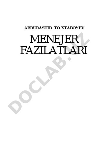 Menejer fazilatlari