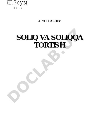 Soliq va soliqqa tortish
