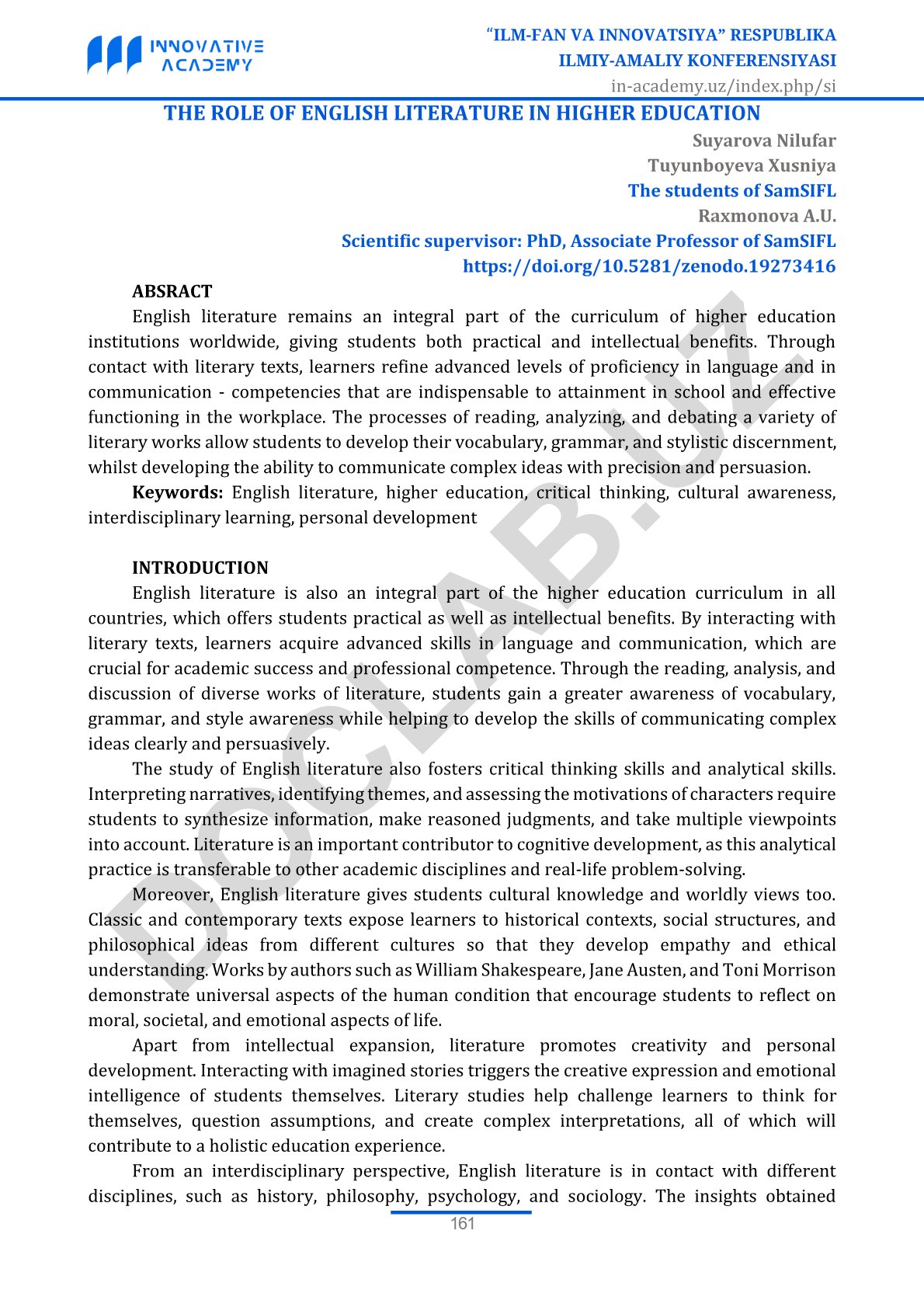 The Role of English Literature in Higher Education