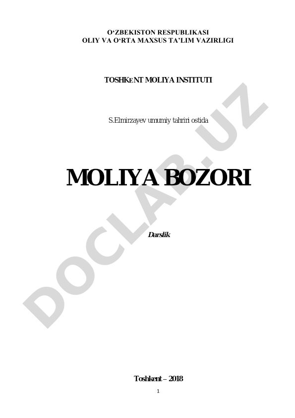 Moliya bozori darsligi