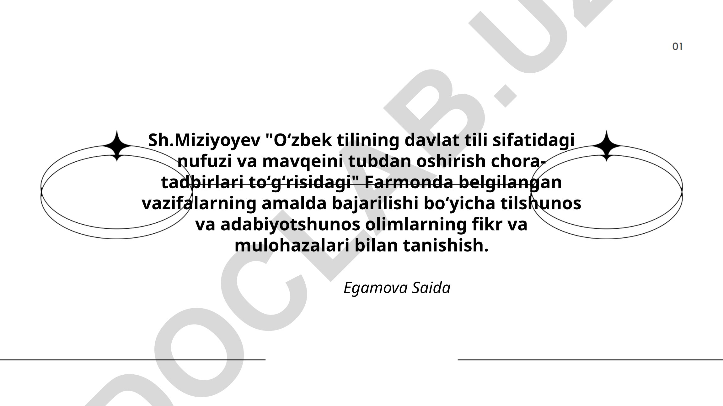 O'zbek tilining davlat tili sifatidagi mavqeini mustahkamlash va taraqqiyoti