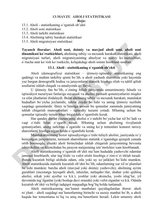 Aholi statistikasi