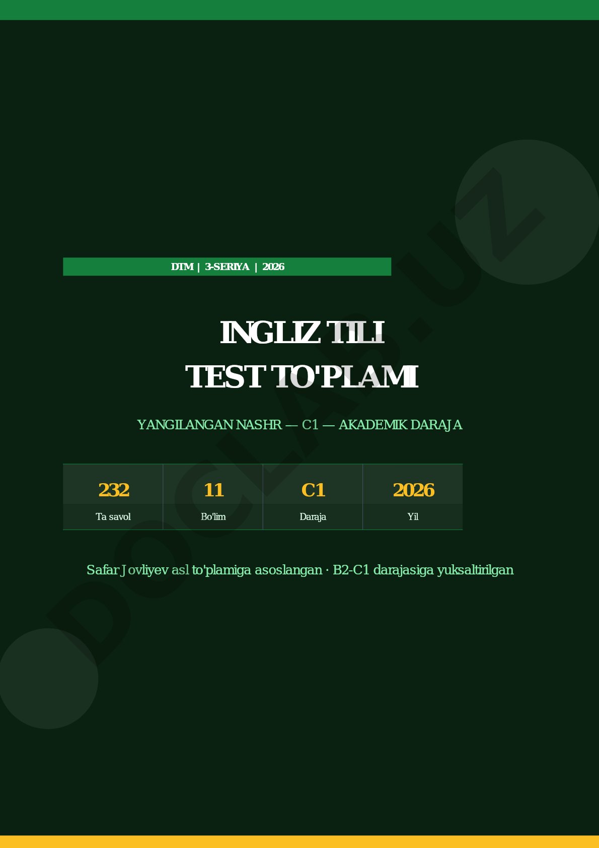 DTM Ingliz Tili 3-Seriya C1 Akademik Daraja 2026 Test To'plami