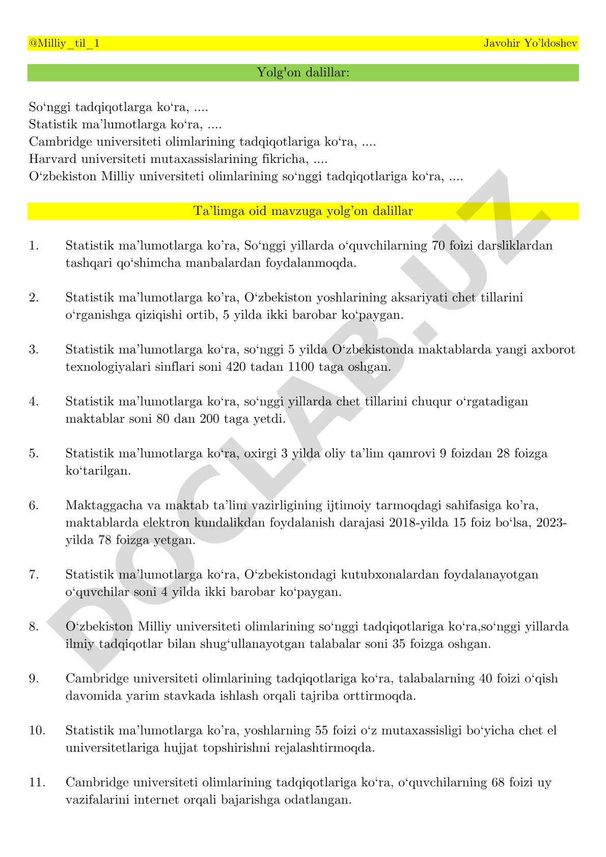 Yolg'on dalillar: So'nggi tadqiqotlar va statistik ma'lumotlar