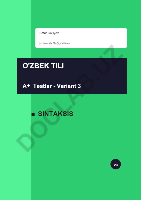 O'zbek tili sintaksis testi - Variant 3