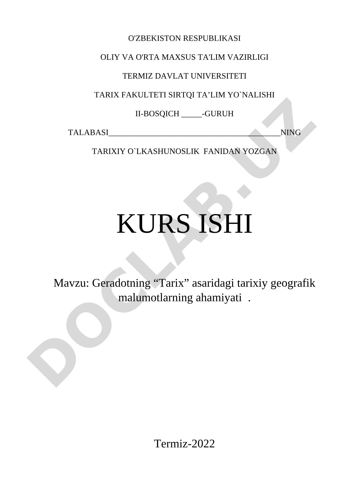 Geradotning “Tarix” asaridagi tarixiy geografik malumotlarning ahamiyati