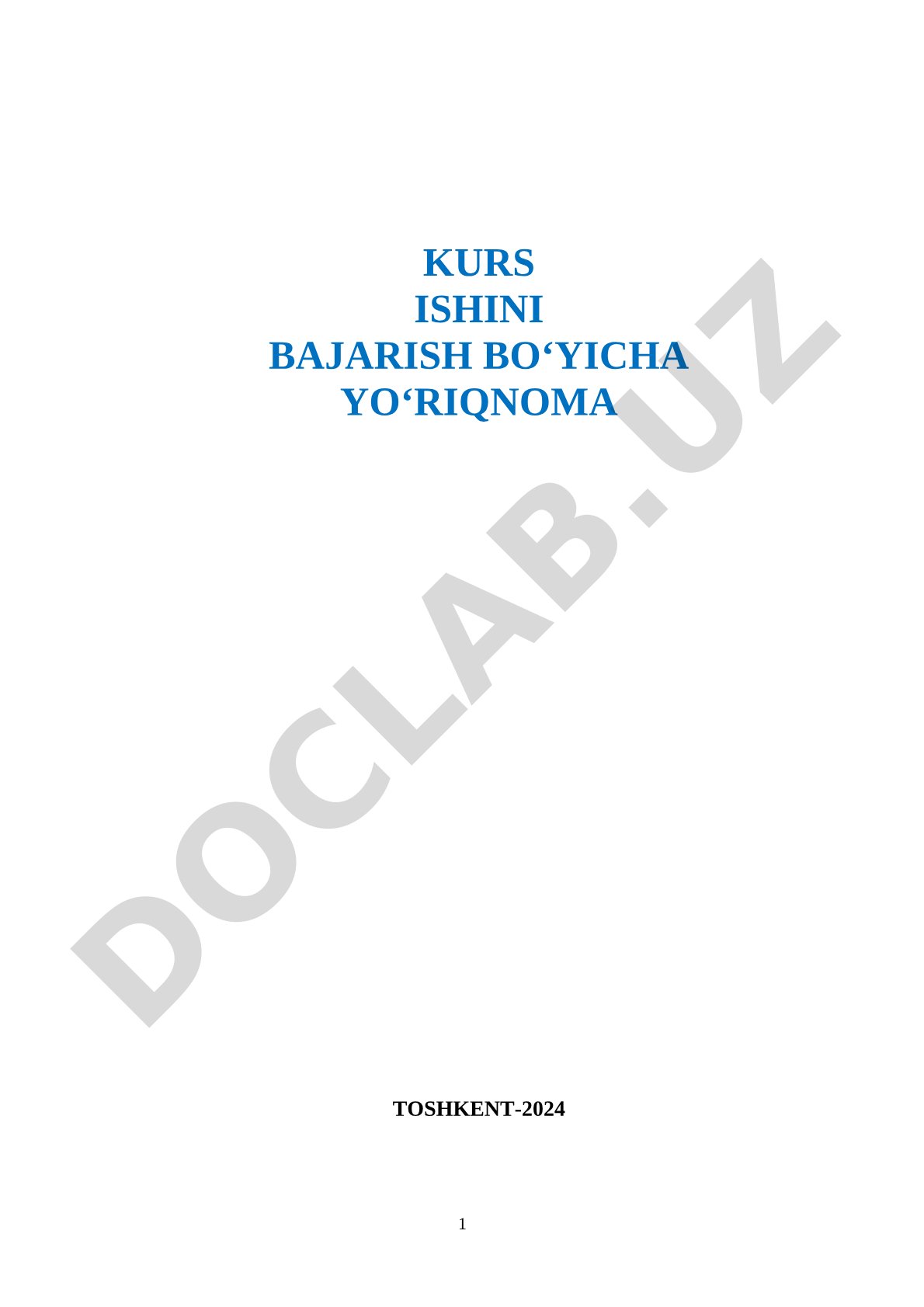 Kurs ishini bajarish bo'yicha yo'riqnoma