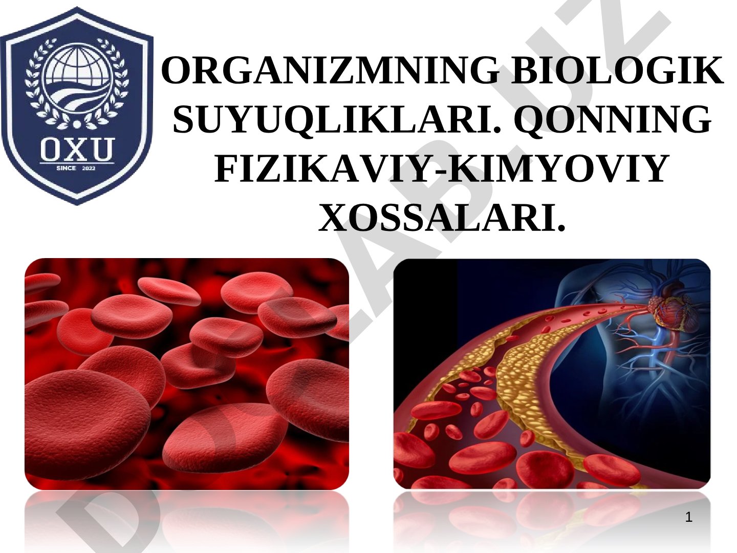 Organizmning biologik suyuqliklari. Qonning fizikaviy-kimyoviy xossalari