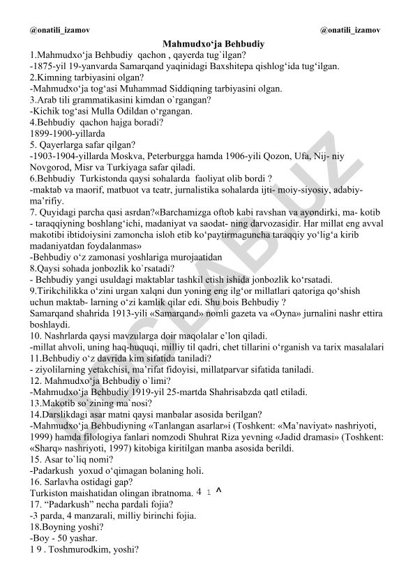 Mahmudxo'ja Behbudiy hayoti va faoliyati