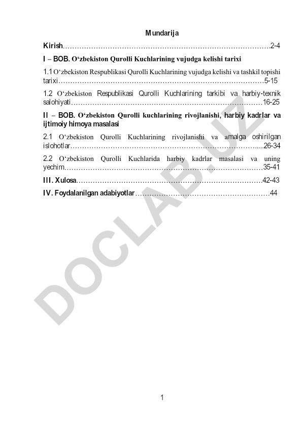 O‘zbekiston Qurolli Kuchlarining vujudga kelishi, tarkibi va rivojlanishi