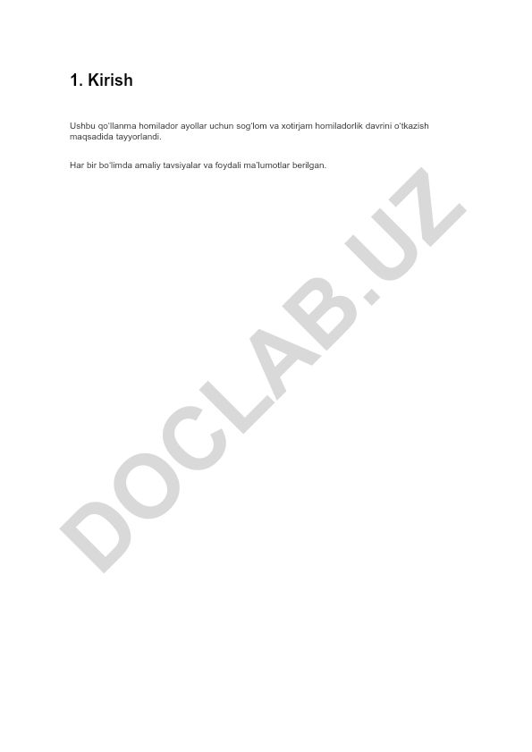 Homilador ayollar uchun sog'lom va xotirjam homiladorlik davri qo'llanmasi