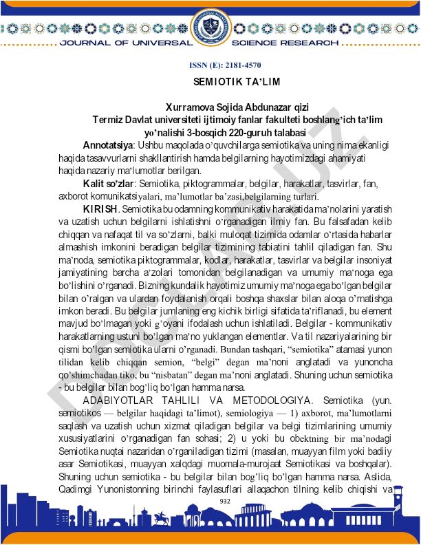 Semiotika va belgilarning hayotimizdagi ahamiyati