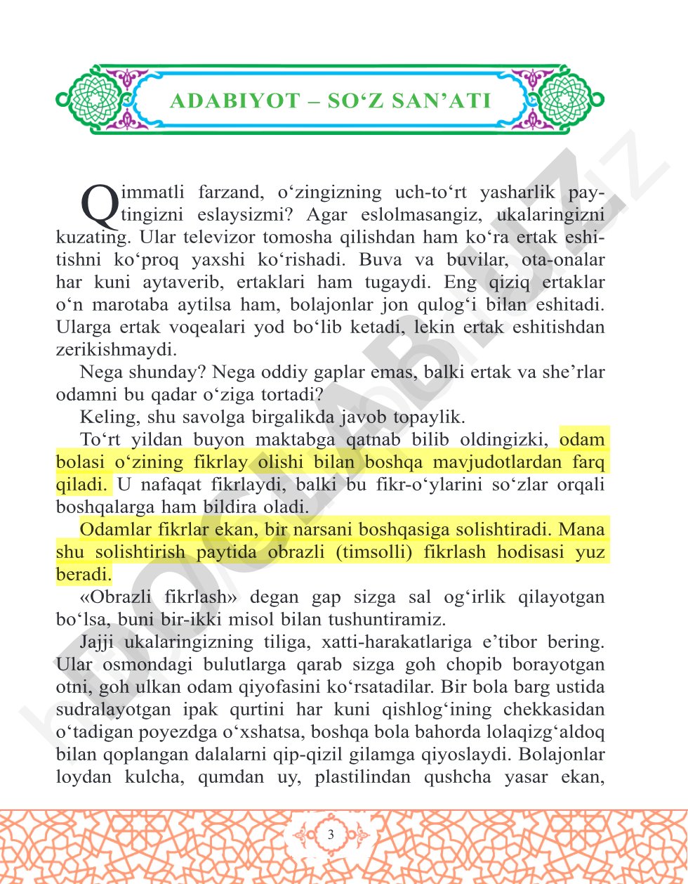 Adabiyot – so'z san'ati