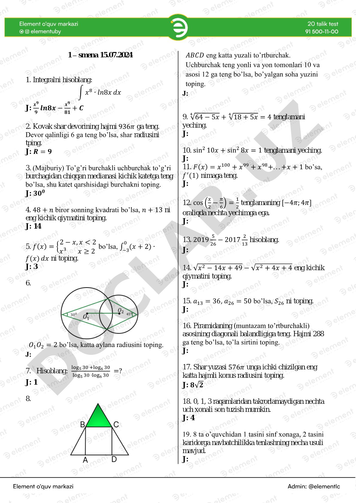 Matematik masalalar to'plami
