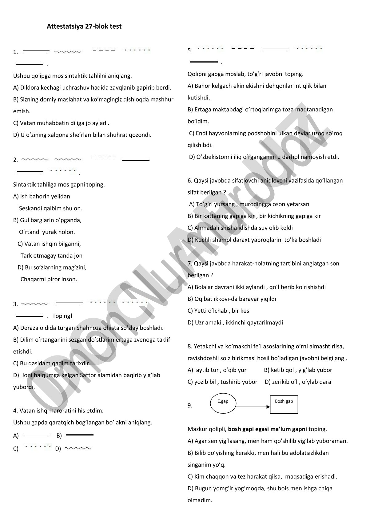 Attestatsiya 27-blok test
