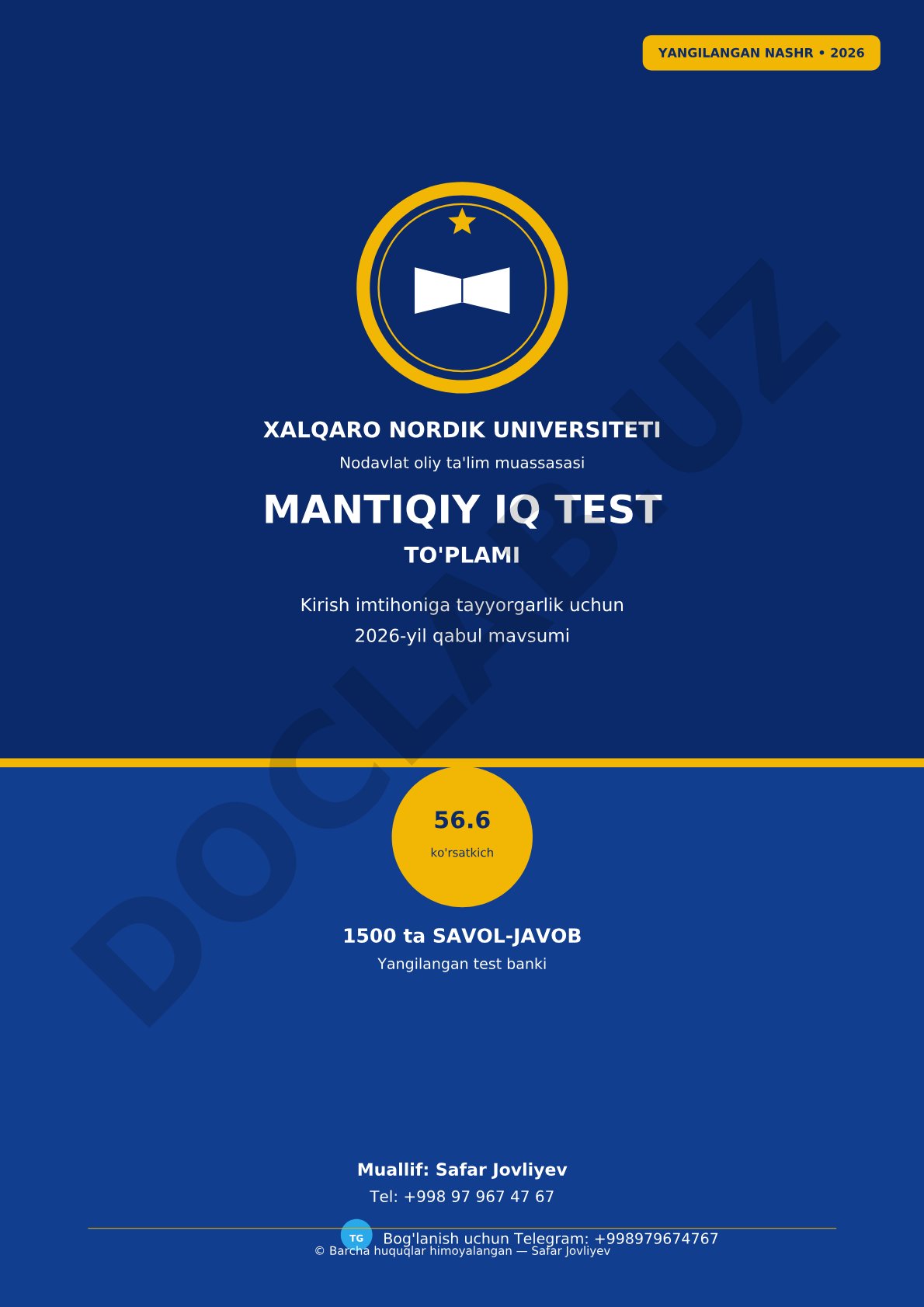 Xalqaro Nordik universiteti uchun mantiqiy IQ test to'plami