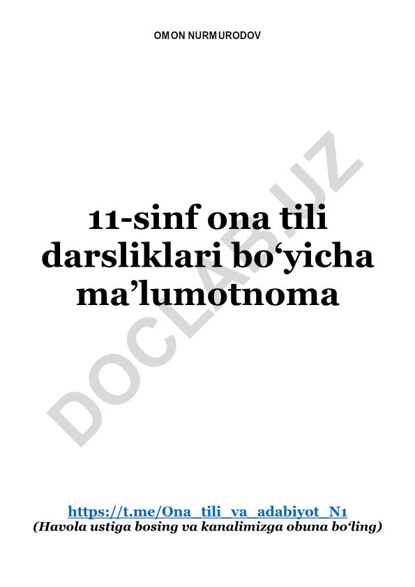 Ona tili 11-sinf darsliklari bo'yicha test savollari