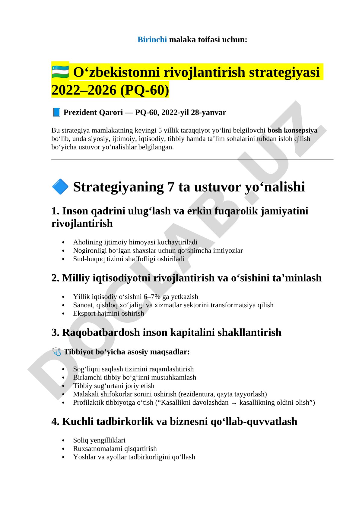 O‘zbekistonni rivojlantirish strategiyasi 2022–2026 (PQ-60)