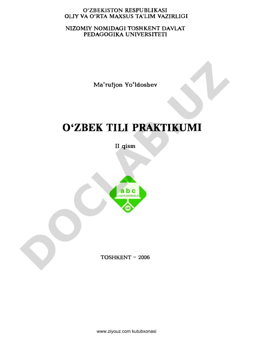 O'zbek tili praktikumi II qism