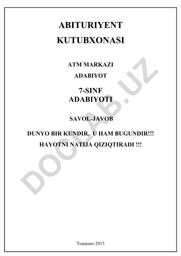 7-sinf adabiyoti savol-javoblar